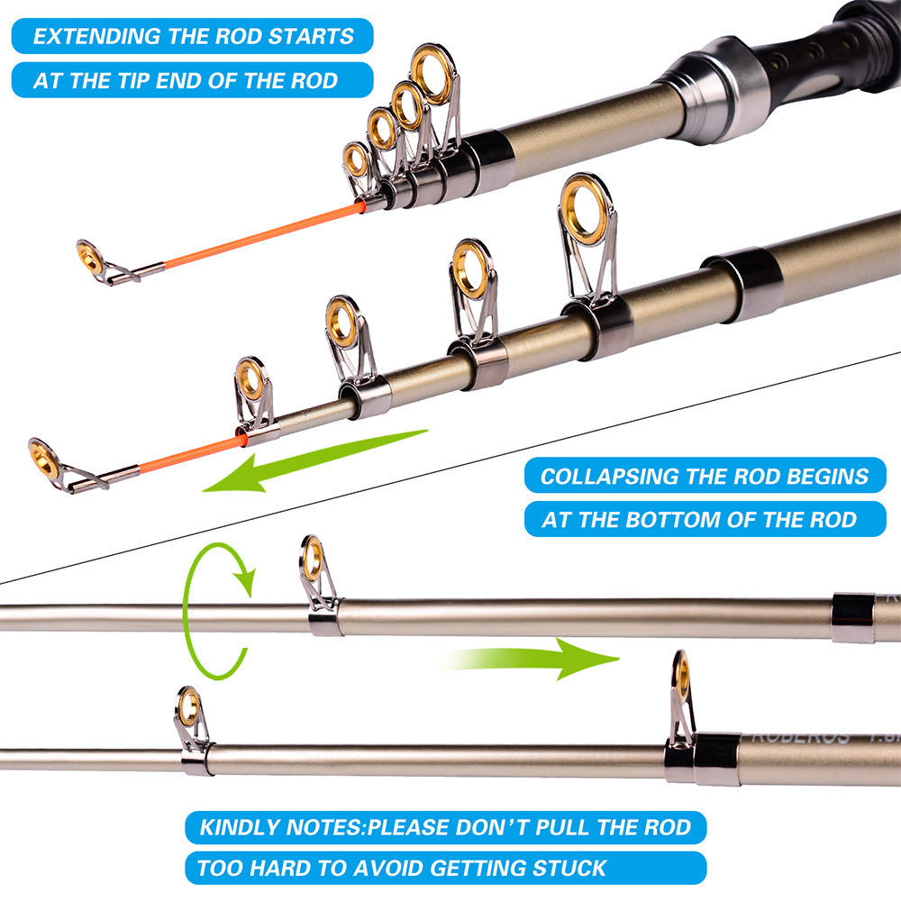 釣り竿とリールのコンボセット カーボンファイバー製伸縮式ポー - Fishing Rod Combo のレビューと価格